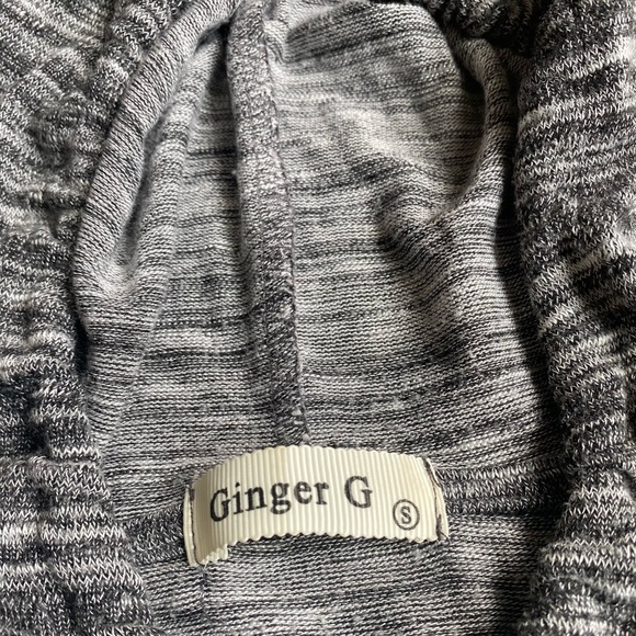 Ginger G gray and white striped long sleeve knitted hooded sweater - Picture 5 of 5